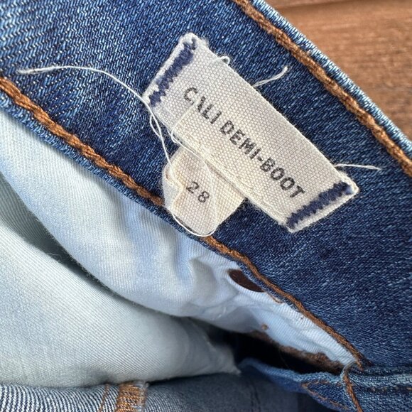 Madewell Cali Denim Boot Womens Cropped Jeans Size 28 With Raw Hem Blue Stretch - Picture 2 of 14